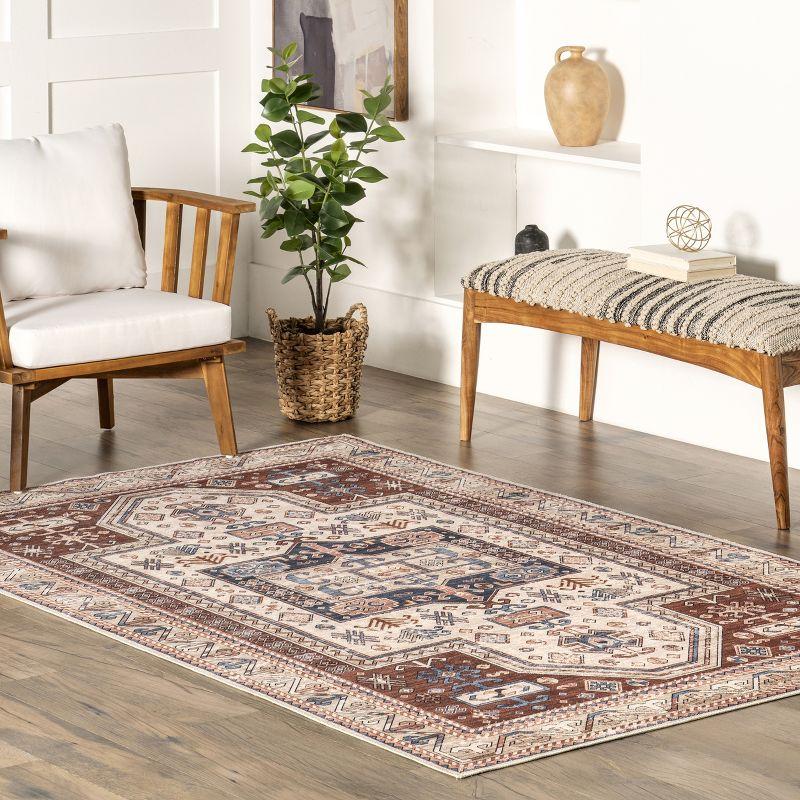 Nuloom Órla Bordered Pet Friendly Machine Washable Area Rug, 4' x 6', Rust