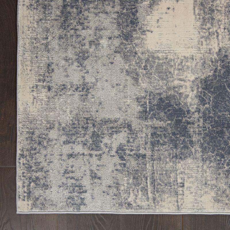 Abstract Blue and Ivory Weathered Textured Area Rug 3'11" x 5'11"