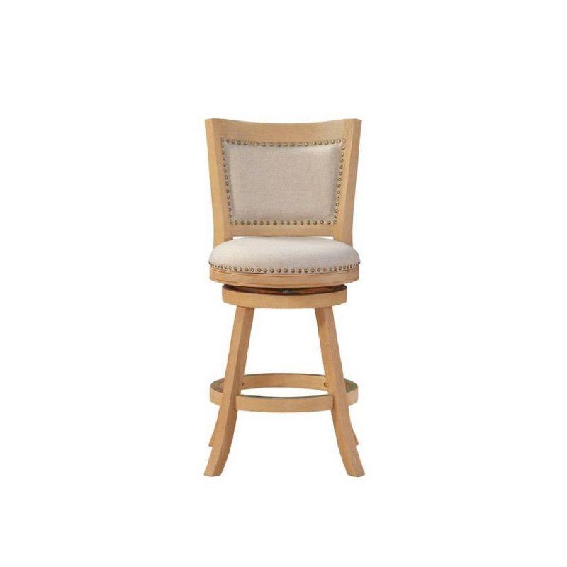 Boraam Melrose Distressed 24" Counter Height Barstool - Driftwood Crème: Linen Upholstery, Nailhead, Swivel, Wood Legs