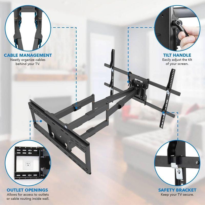 Mount-It! Full Motion TV Wall Mount with 39 Inch Long Extension Arms, Heavy Duty Dual Arm TV Mount Fits 65 to 110 Inch TVs & Fits 16 and 24 Inch Studs