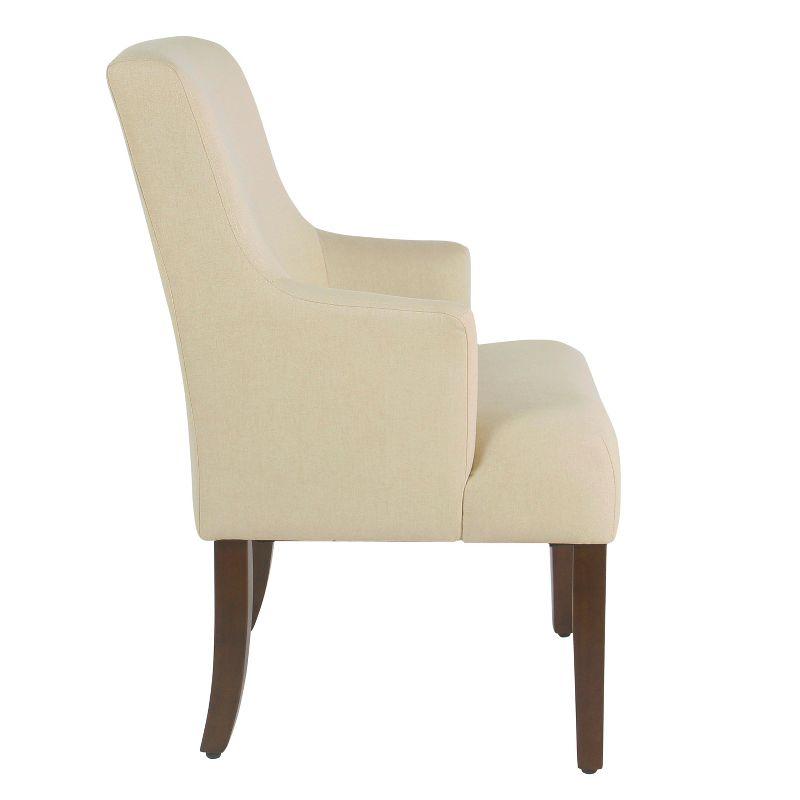 Swoop-Arm Cream Fabric Parsons Side Chair with Wood Legs