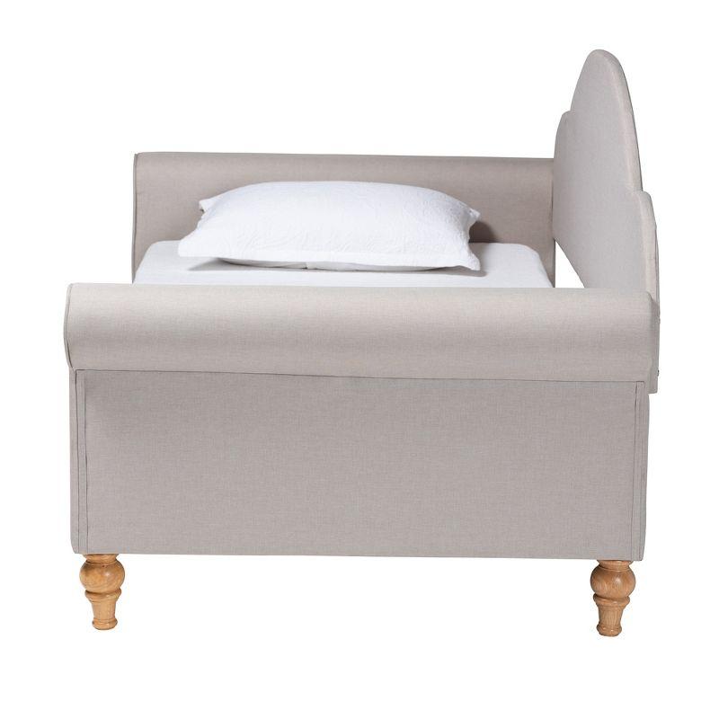 Baxton Studio Chaise Classic and Traditional Light Grey Fabric and Natural Brown Finished Wood Twin Size Daybed