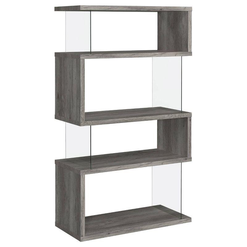 63" Emelle 4 Shelf Zig Zag Bookcase with Glass Panels - Coaster