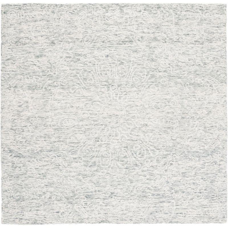 Gray Hand-Tufted Wool Square Area Rug