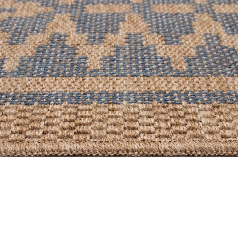 Navy and Beige Diamond Border Indoor/Outdoor Rug