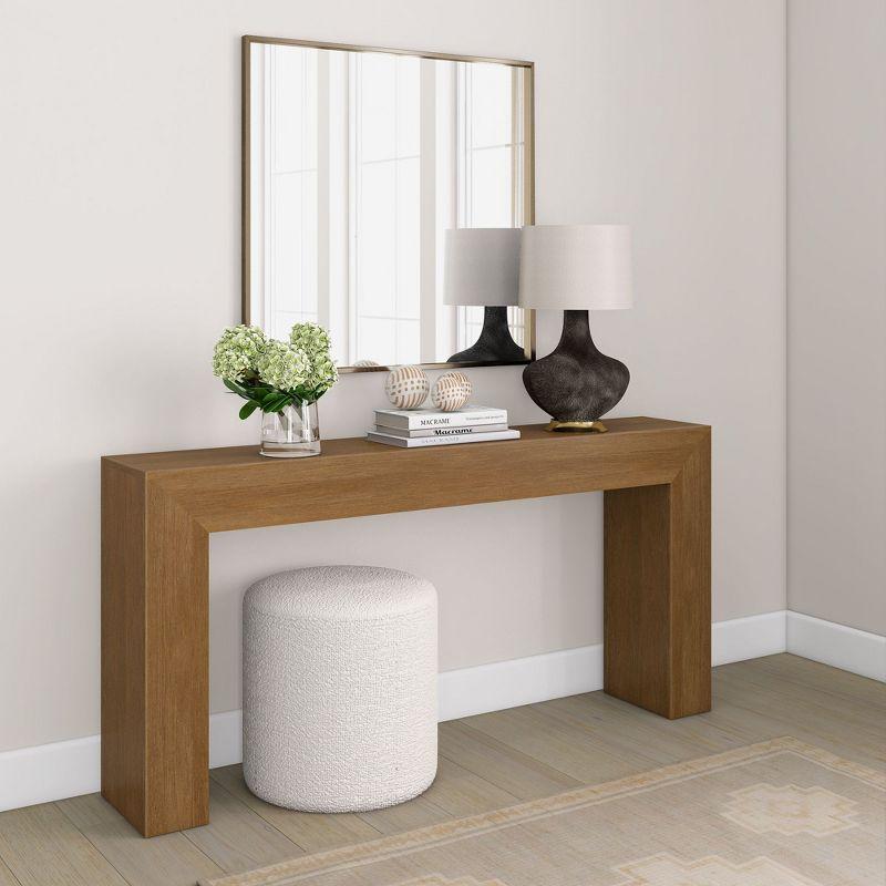 Plank+Beam Grand Console table, 66" Solid Wood Modern Sofa Table, Entryway Table for Hallway, Behind the Couch, Living Room, Foyer, Pecan Wirebrush