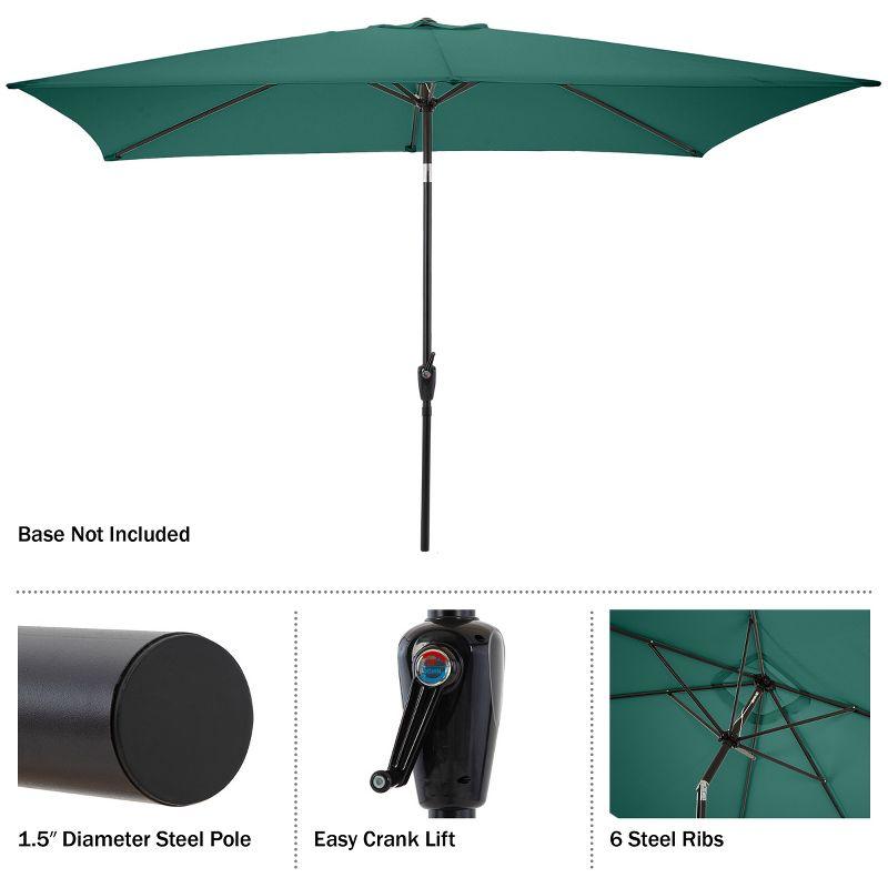 Pure Garden 10-ft Rectangular Patio Umbrella - Easy Crank Sun Shade with Push Button Tilt for Outdoor Furniture, Deck, Backyard, or Pool