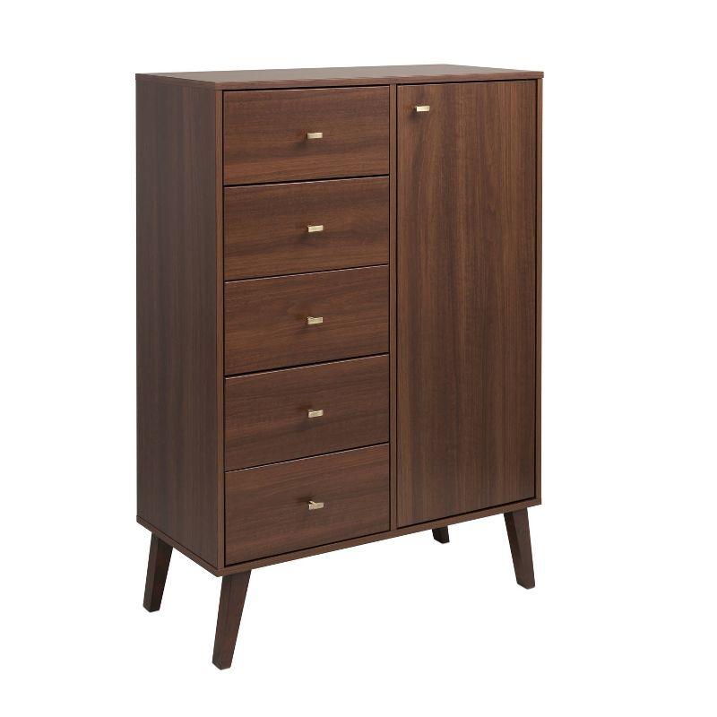 Milo Mid-Century Modern 5 Drawer Chest with Door - Prepac