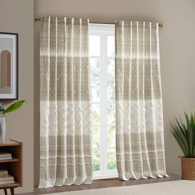 Taupe Cotton Linen Boho Chic Room-Darkening Curtain Panel