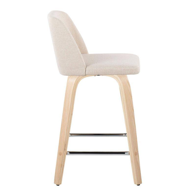 Toriano 24" Cream and Natural Wood Swivel Counter Stool