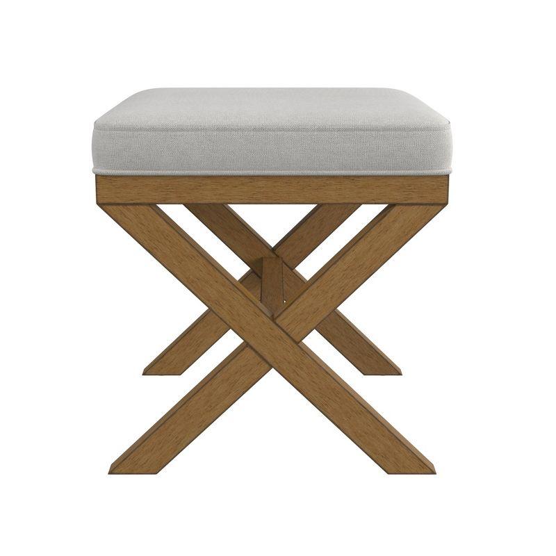 Hillsdale Furniture 18.5" Somerset Backless Wood Vanity Stool Fog: Padded Ottoman Bench, Polyester Upholstery