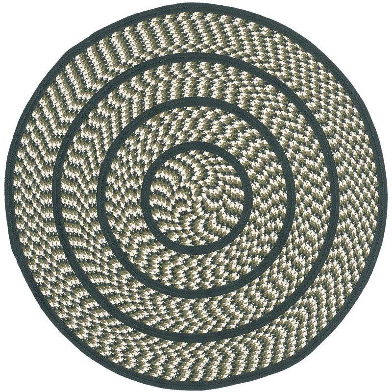Braided BRD401 Hand Woven Area Rug - Ivory/Dark Green - 5' round - Safavieh.