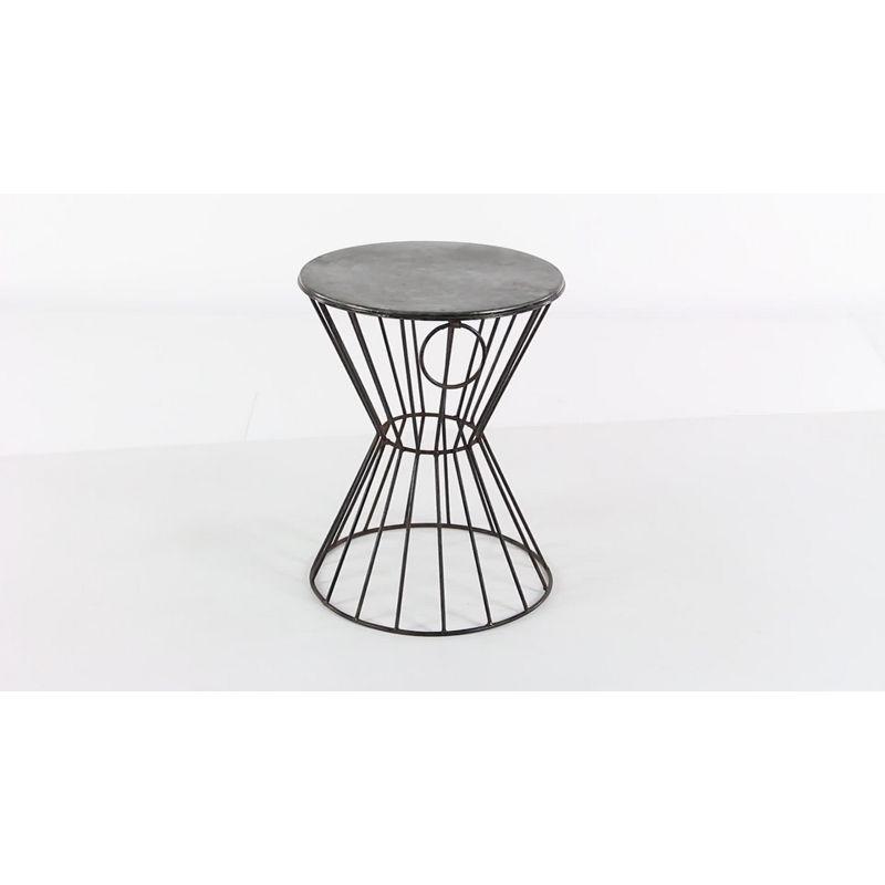 Metal Stool Patio Accent Table - Olivia & May: Round Iron Frame, No Assembly, Fade-Resistant