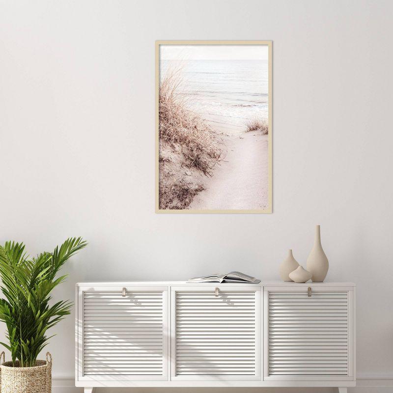 28"x41" Beach Sand 10 by 1x Studio III Wood Framed Wall Art Print Brown - Amanti Art: Serene Ocean View, Vertical Layout