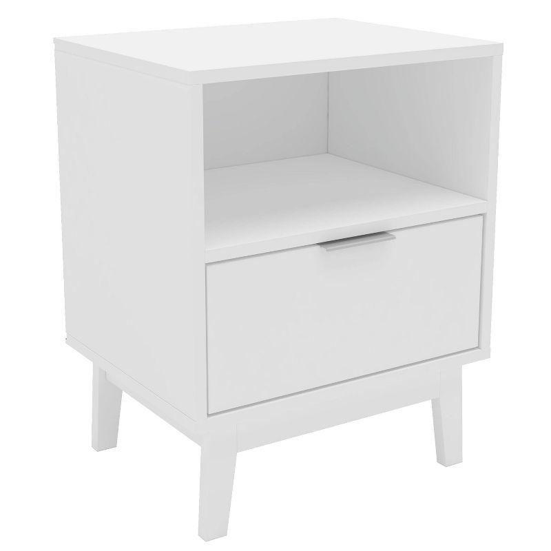 Polifurniture 2pc Full Victoria Bedroom Set White: Modern Engineered Wood, Storage Headboard, Melamine Finish