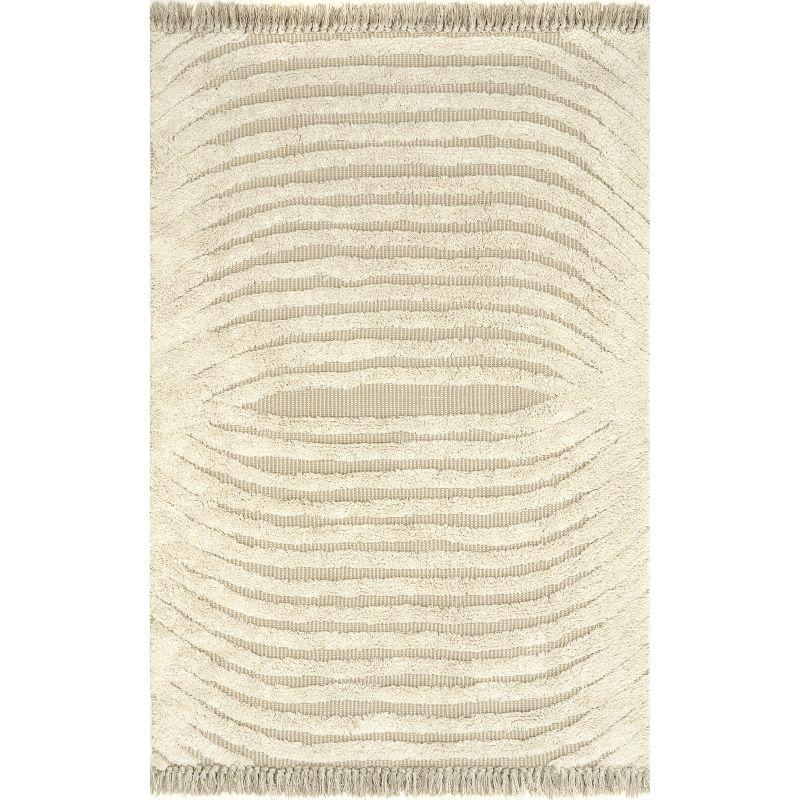 Arvin Olano x Rugs USA Riley Textured Shag Ivory Area Rug