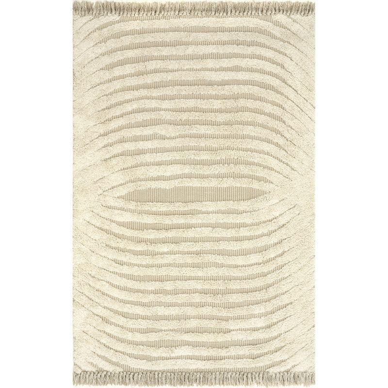 Ivory Whisper Round Hand-Tufted Wool & Cotton Shag Rug