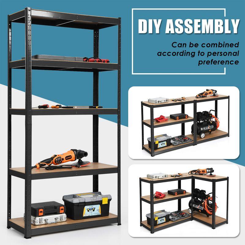 Costway 3PCS 72'' Heavy Duty Storage Shelf Steel Metal Garage Rack 5 Level Adjustable