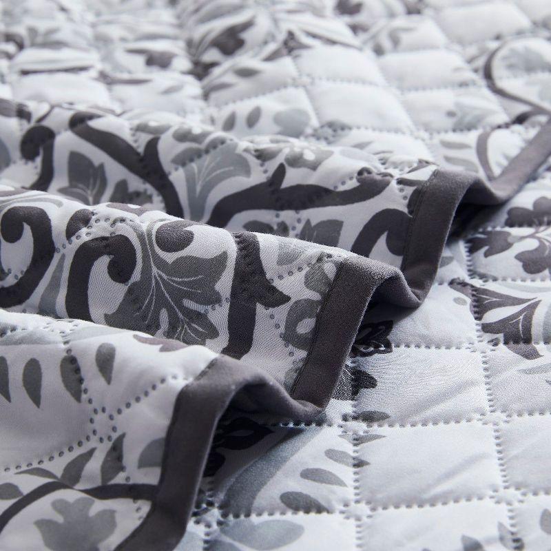 Mellanni Ultrasonic Quilted Coverlet Set, Twin, Rosette Gray, 2 Piece