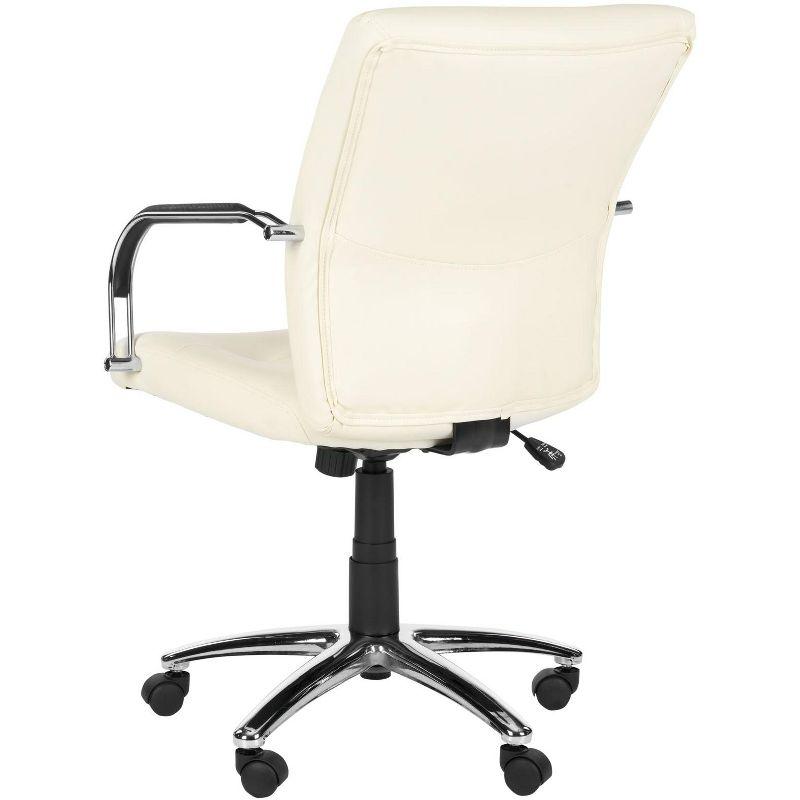 Elegant High-Back Swivel Desk Chair in Cream Vegan Leather