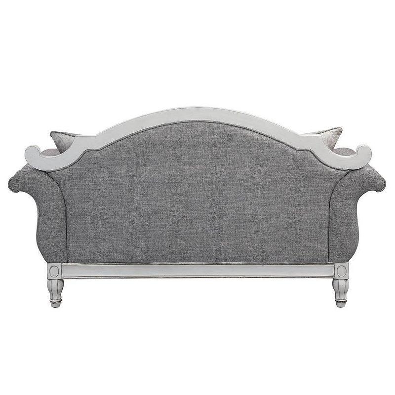 71" Florian Sofa Gray Fabric and Antique White Finish - Acme Furniture