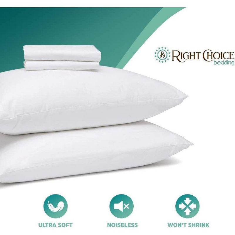 Right Choice Bedding 100% Cotton Breathable Pillow Protector with Zipper – (2 Pack)