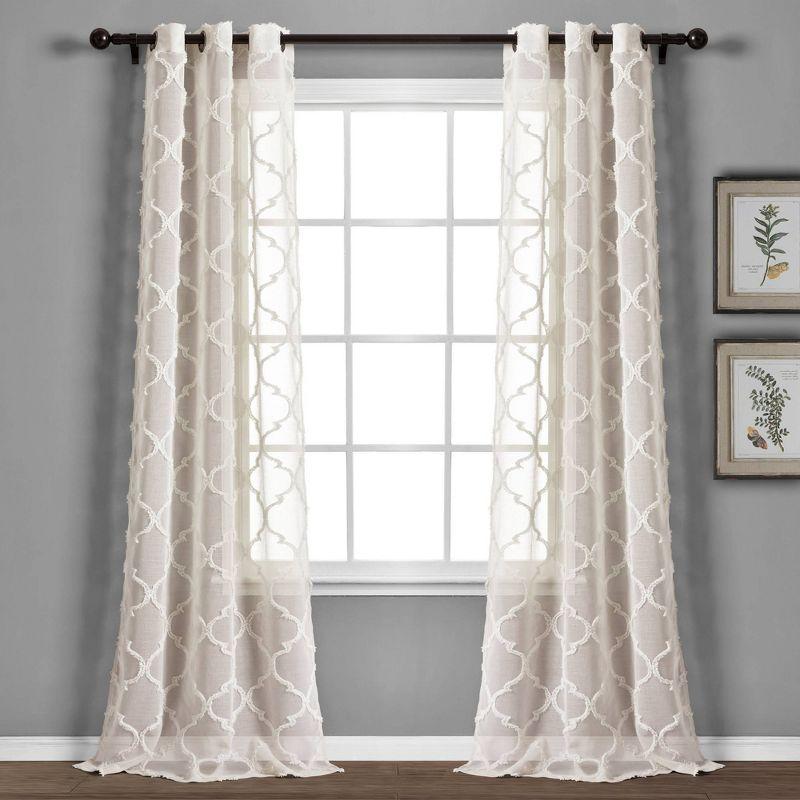 Lush Decor Avon Trellis Sheer Polyester Sheer Curtain Pair (Set of 2)