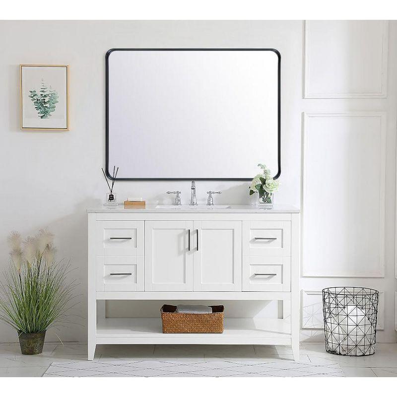 Black Metal Framed Rectangular Wall Mounted Bathroom Vanity Mirror 30x48"