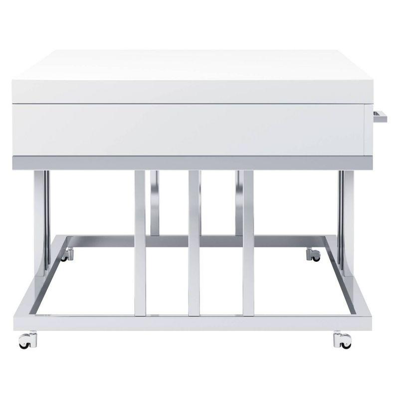 Dalya 2 Drawer Coffee Table White High Gloss/Chrome - Coaster