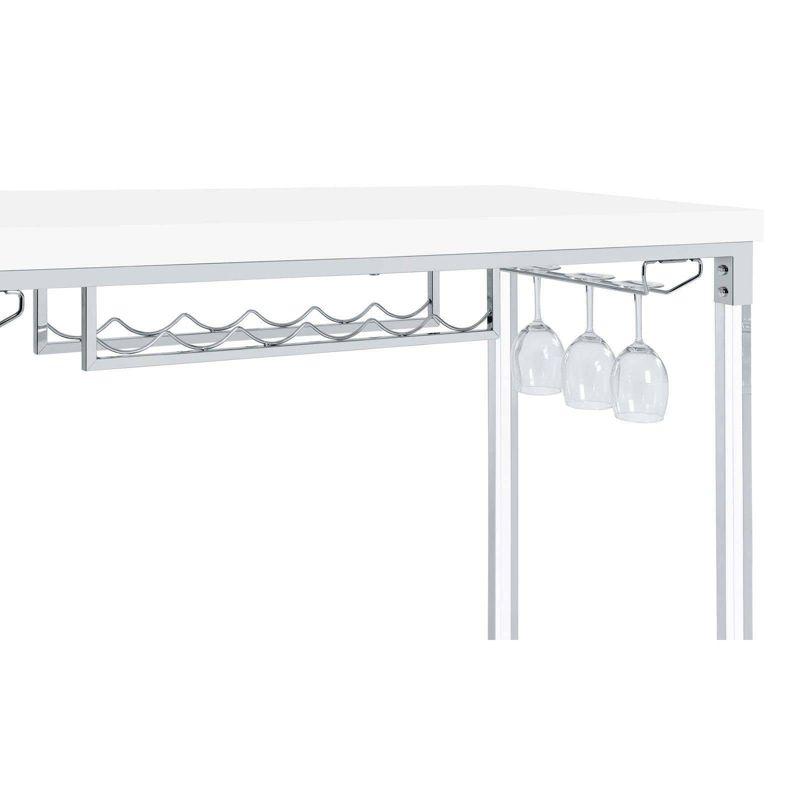 Coaster Norcrest Modern Pub Height Bar Table with Acrylic Legs and Wine Storage White High Gloss