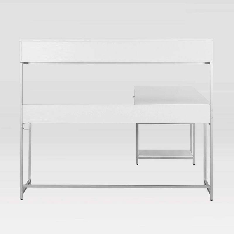 L Shape Desk with Hutch and Storage White - Techni Mobili: Industrial Style, Engineered Wood, Steel Frame, Ample Workspace