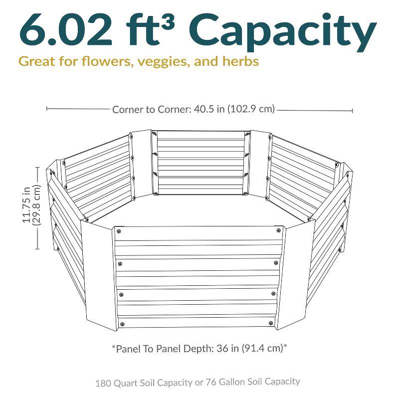 Sunnydaze Raised Hot Dip Galvanized Steel Hexagon Garden Bed for Plants, Vegetables, and Flowers - 40" W x 11" Deep - Brown