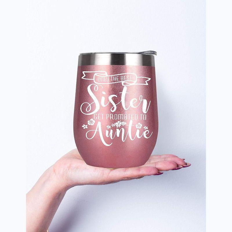 Rose Gold Stainless Steel Auntie Announcement Tumbler Set