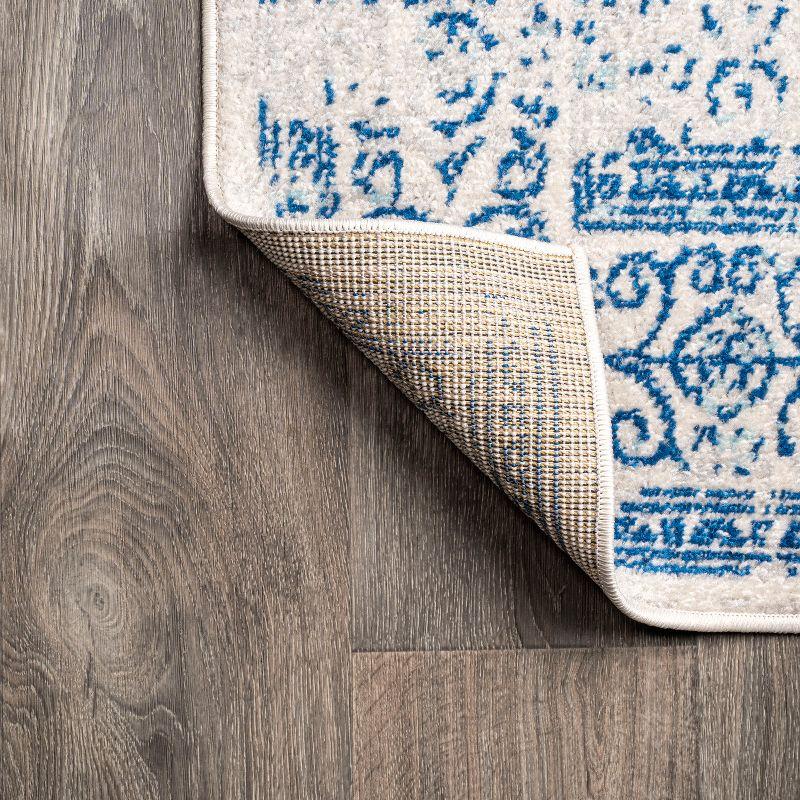 3'x5' Ferro Filigree Charcoal Black and White Area Rug, Cream/Blue - JONATHAN Y