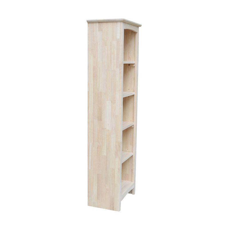 60" Shaker Bookcase Unfinished Brown - International Concepts: Solid Parawood, 4-Shelf Design