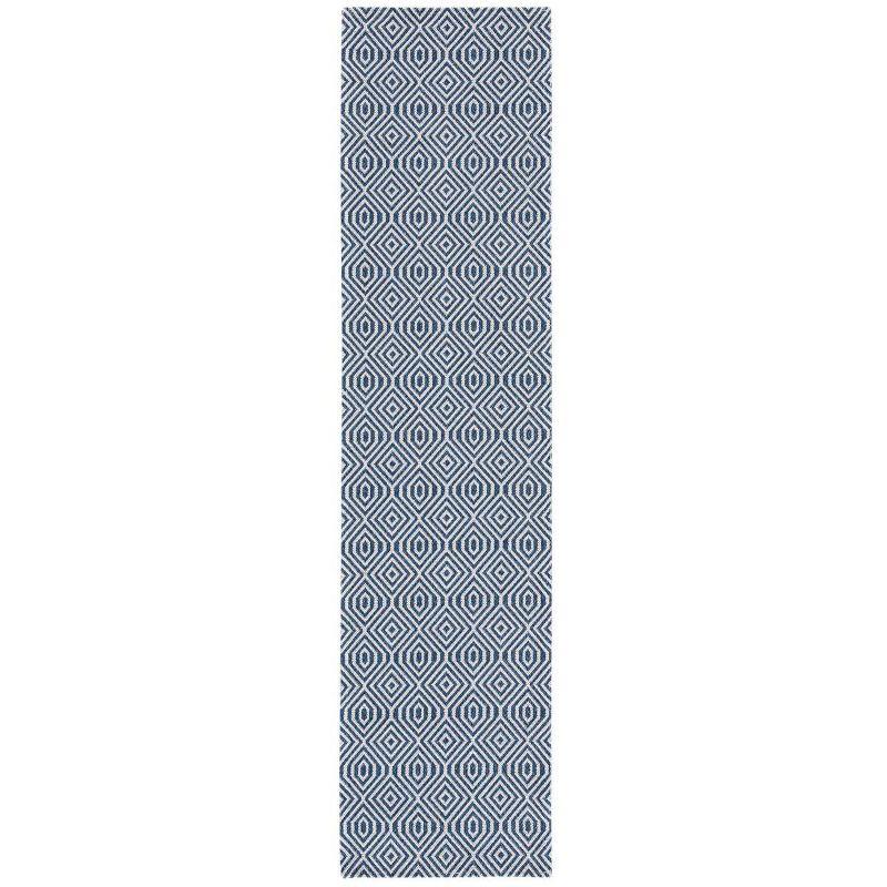 Augustine Boho-Chic Navy & Light Grey Flatweave Runner Rug