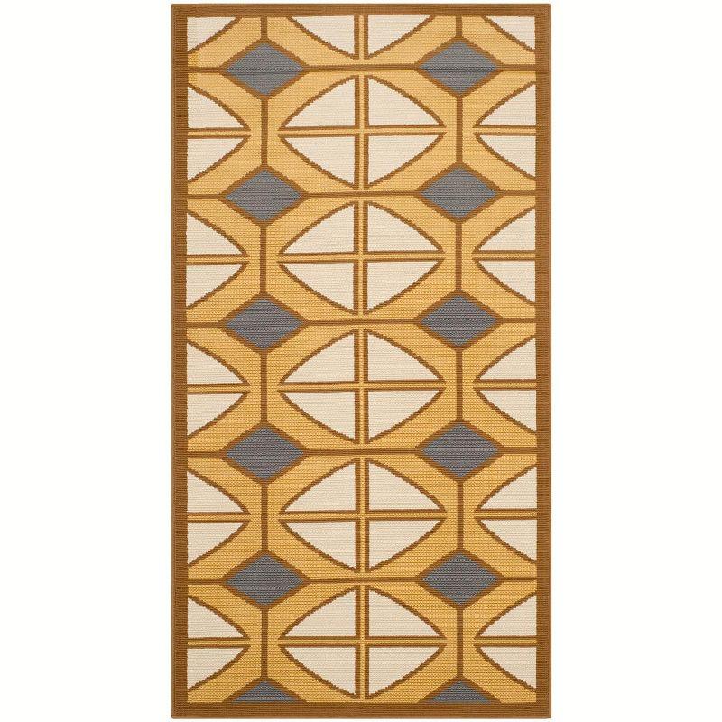 Hampton HAM510 Power Loomed Indoor/Outdoor Accent Rug - Camel/Ivory - 2'7"x5' - Safavieh.