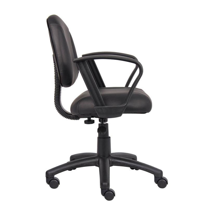 Posture Chair with Loop Arms Black - Boss Office Products: LeatherPlus, Lumbar Support, Adjustable Height