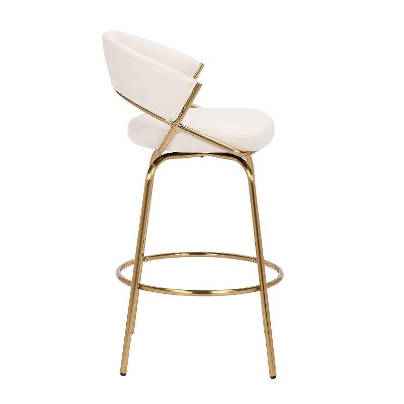 Cream Velvet Gold Metal Swivel Counter Stool Set