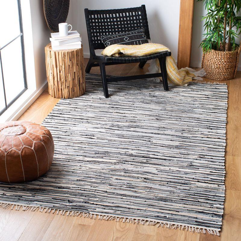 Rag Rug RAR129 Hand Woven Indoor Area Rug - Black/Multi - 4'x6' - Safavieh.