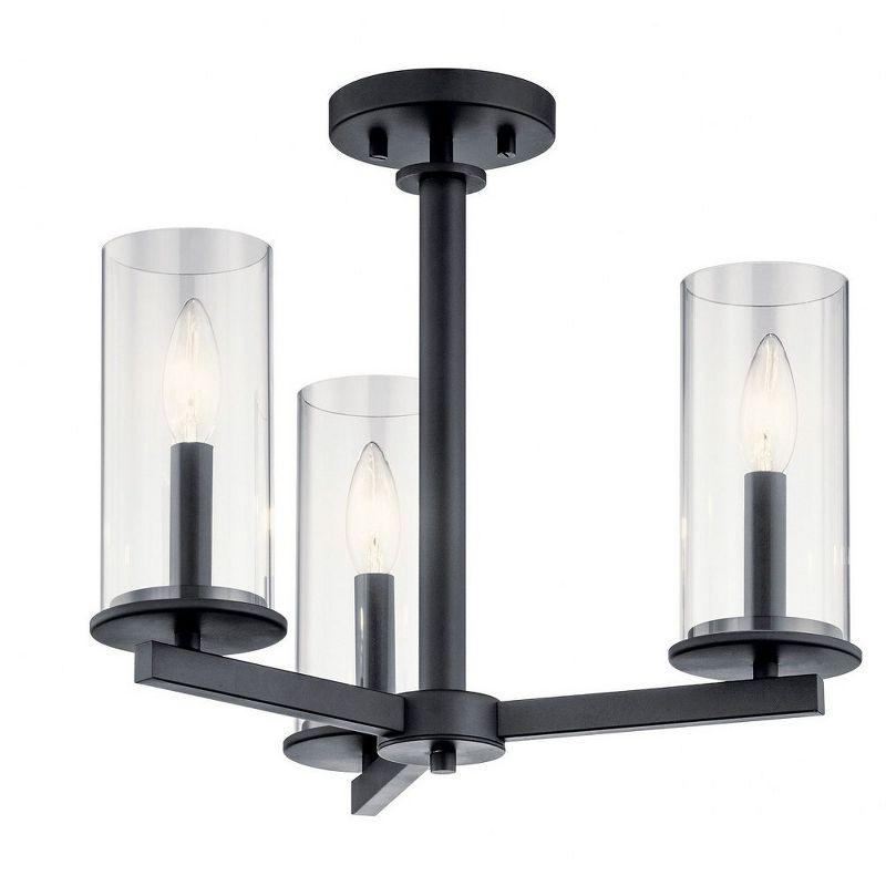 Crosby Black Mini 3-Light Convertible Chandelier with Clear Glass Shades