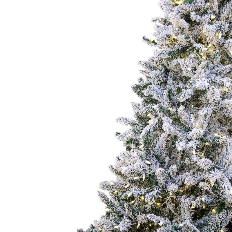 National Tree Company 9' Pre-lit Snowy Hudson Pine Artificial Christmas Tree with Warm White LED Lights and PowerConnect