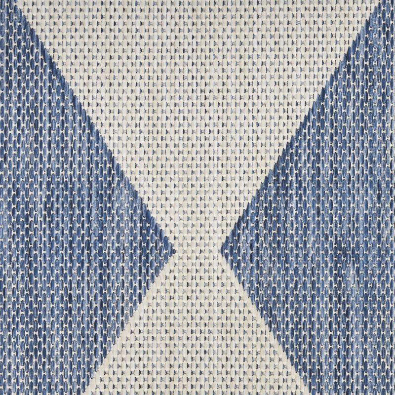 Nourison Positano Retro Diamond Flatweave Indoor Outdoor Low Pile Area Rug Navy Blue 6' x 9'