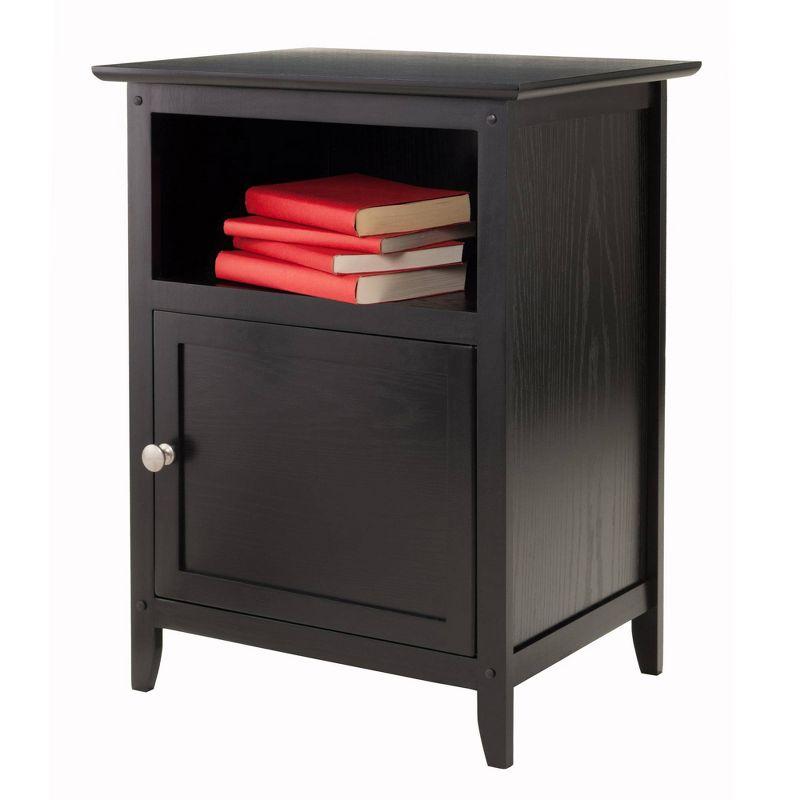 Winsome End Table - Black: Hardwood Frame, Wood Veneer Top, Living Room Accent Table with Shelf