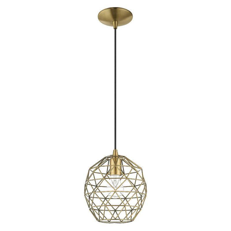 Livex Lighting Geometric Shade 1 - Light Pendant in  Antique Brass