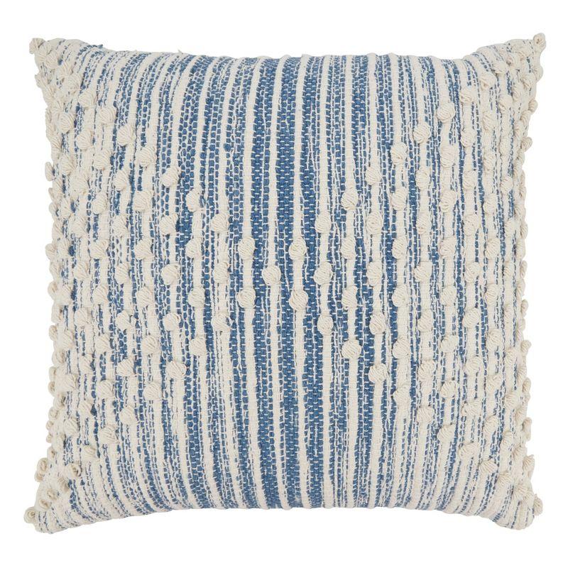 Saro Lifestyle Artisan Woven Stripe Diamond Poly Filled Throw Pillow, Blue, 20"x20"