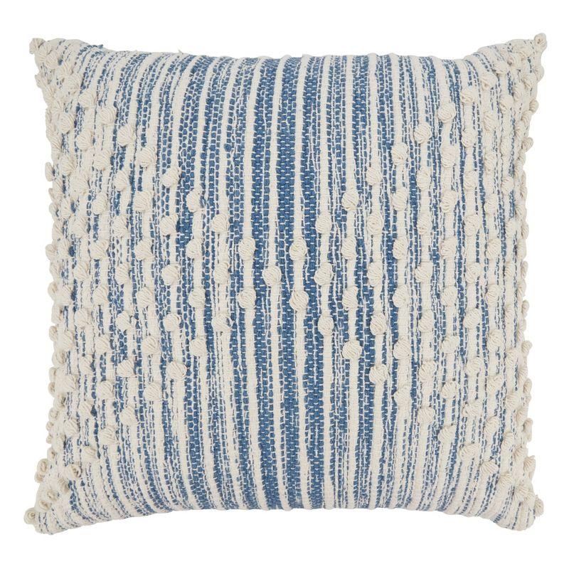 Artisan Woven Blue and White Cotton Throw Pillow Cover