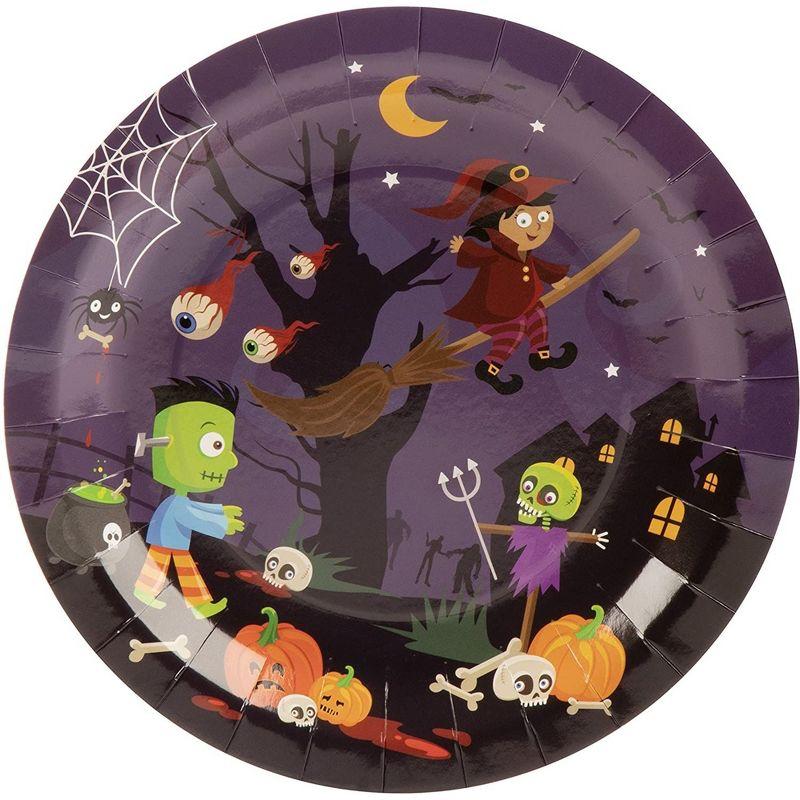 Blue Panda 144 Piece Spooky Halloween Disposable Party Supplies Serves 24 - Plates, Napkins, Cups & Cutlery