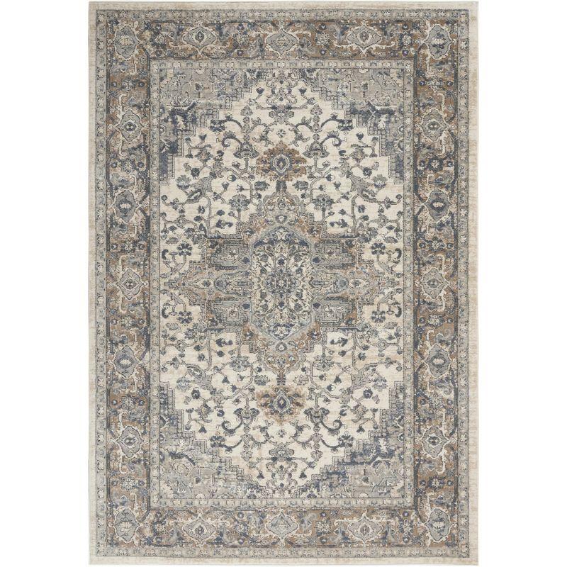 Nourison Concerto Center Medallion Indoor Rug Ivory Grey 5'3" x 7'3"