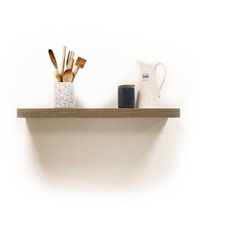 InPlace 24" Floating Shelf Wall Mounted Hidden Brackets Rustic Wood: Modern Design, MDF, Smooth Finish, Includes Mounting Hardware